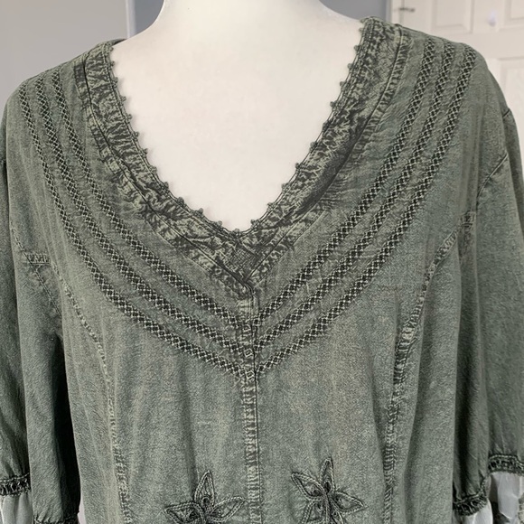 INCA COTTON EMBROIDERED TUNIC, lace trim - Picture 2 of 15